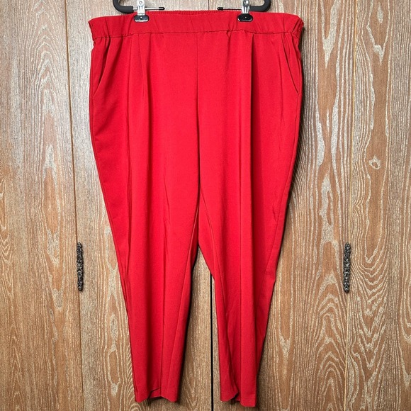 Torrid Red Plus Size 3 Womens Elastic Waist Trousers Career Casual Pants Stretch - Picture 1 of 7